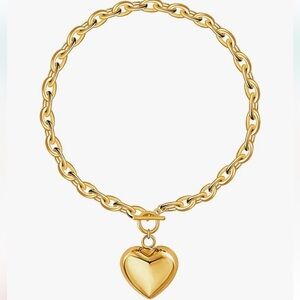 NEW 14K Gold Plated Gold Heart Pendant Necklace